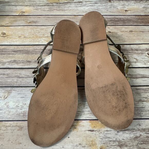 Naughty Monkey Womens Gold Coin and Rhinestone Gypsy Thong Sandals 10 - Picture 7 of 8